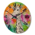 thumbnail image 3 of Designart 'Monochrome Giraffe Drawing On Bright Rainbow' Children's Art Wood Wall Clock, 3 of 5
