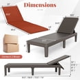 thumbnail image 3 of Gymax 2 Pcs Chaise Longue de Patio Fauteuil Inclinable avec Dossier Réglable 3 Positions et Coussin Brun et Orange, 3 of 9