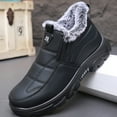 thumbnail image 5 of Men's Faux Leather Slip On Winter Snow Boots Warm Fleece Lined Ankle Booties Comfortable Outdoor Non Slip Work Shoes Black Size 8.5, 5 of 9