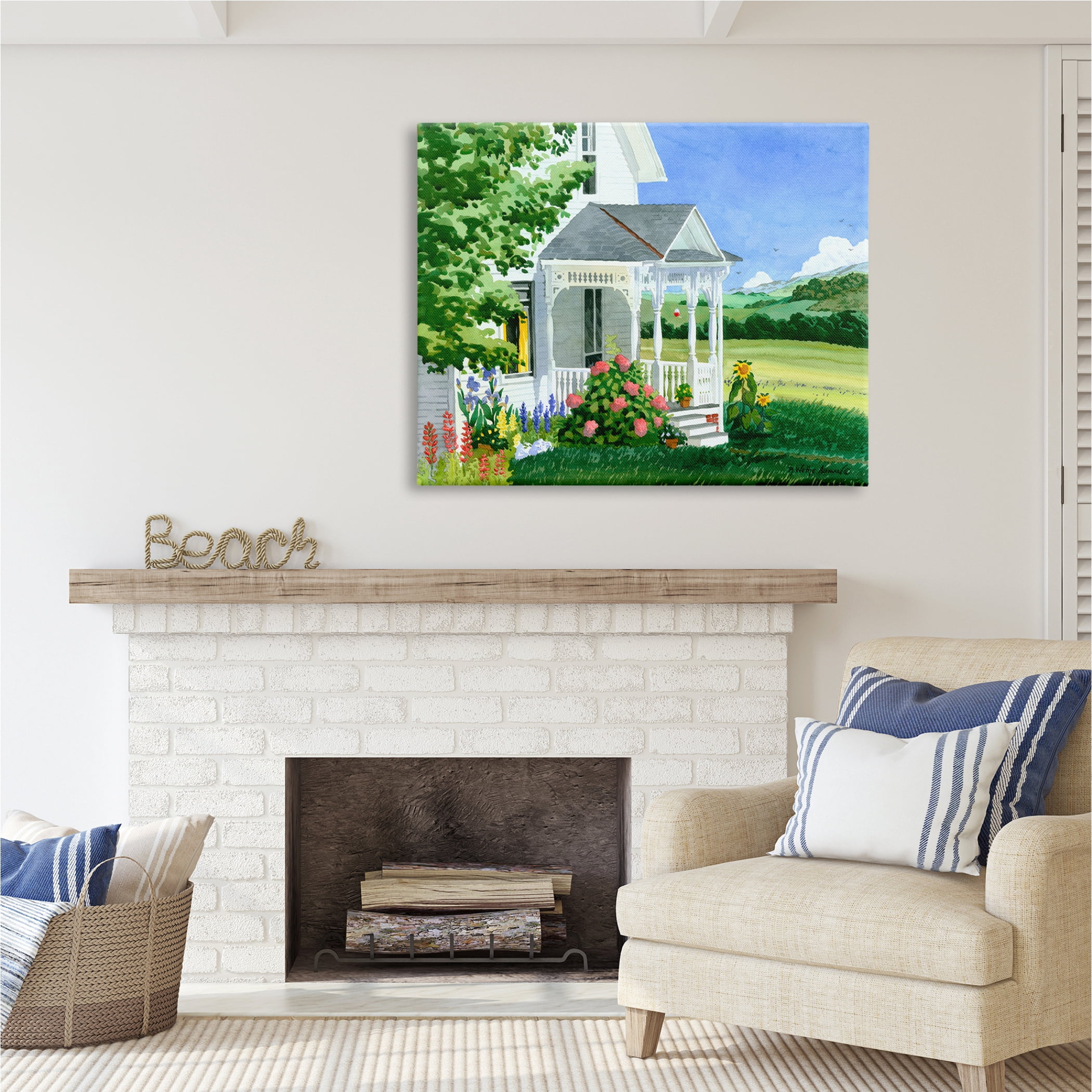 Stupell Industries Cottage Garden Painting Nature Painting Gallery Wrapped Canvas Print Wall Art, 48 x 36