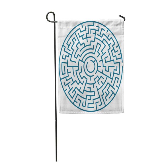 SIDONKU Labyrinth of The Round Maze Circular Riddle Brainteaser Circle Graphic Puzzle Garden Flag Decorative Flag House Banner 12x18 inch