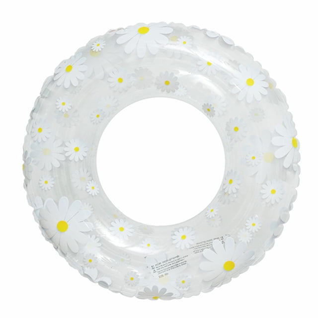 CY5O5ee Inflatable Pool Float Ring Transparent Swim Ring with Flower Print Pool Float for Adults Women Men Swimming and Water Party Fun for Pool, Lake, Beach, Summer Photo Prop