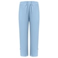 thumbnail image 6 of Cotton Linen Pants Women 2026 Summer Elastic Waist Straight Leg Loose Casual Lounge Pants with Pockets, 6 of 7