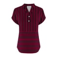 thumbnail image 5 of V Neck Linen Tops for Women Dressy Casual Button Trendy Floral Printed Blouses Loose Fit Short Sleeve T Shirts (2XL, Red), 5 of 5