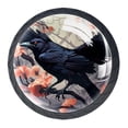 thumbnail image 2 of 4 Pcs Black Crow Print Cabinet Knobs 30mm Round Crystal Glass Drawer Handles Pulls with Screws for Kitchen Cupboard Wardrobe Closet Dresser, Home&Office, 2 of 7