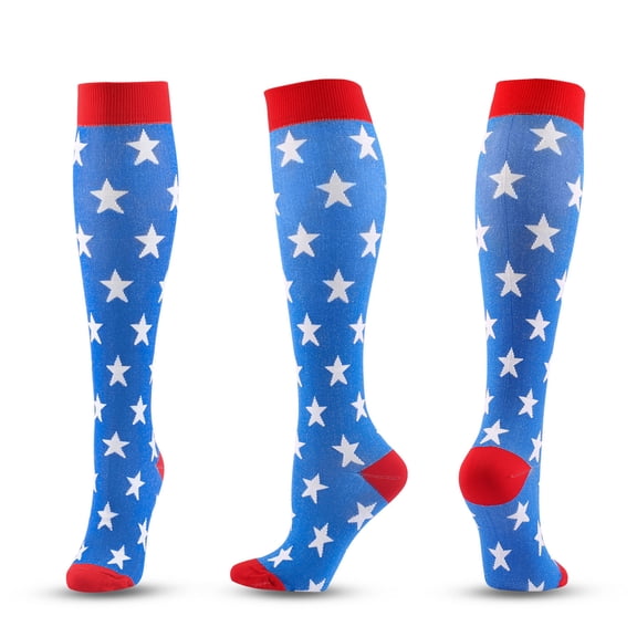 Crew Socks for Men Cute Printed Knee High Socks, Mens Womens Casual Long Tube Socks for Independence Day Sky Blue M