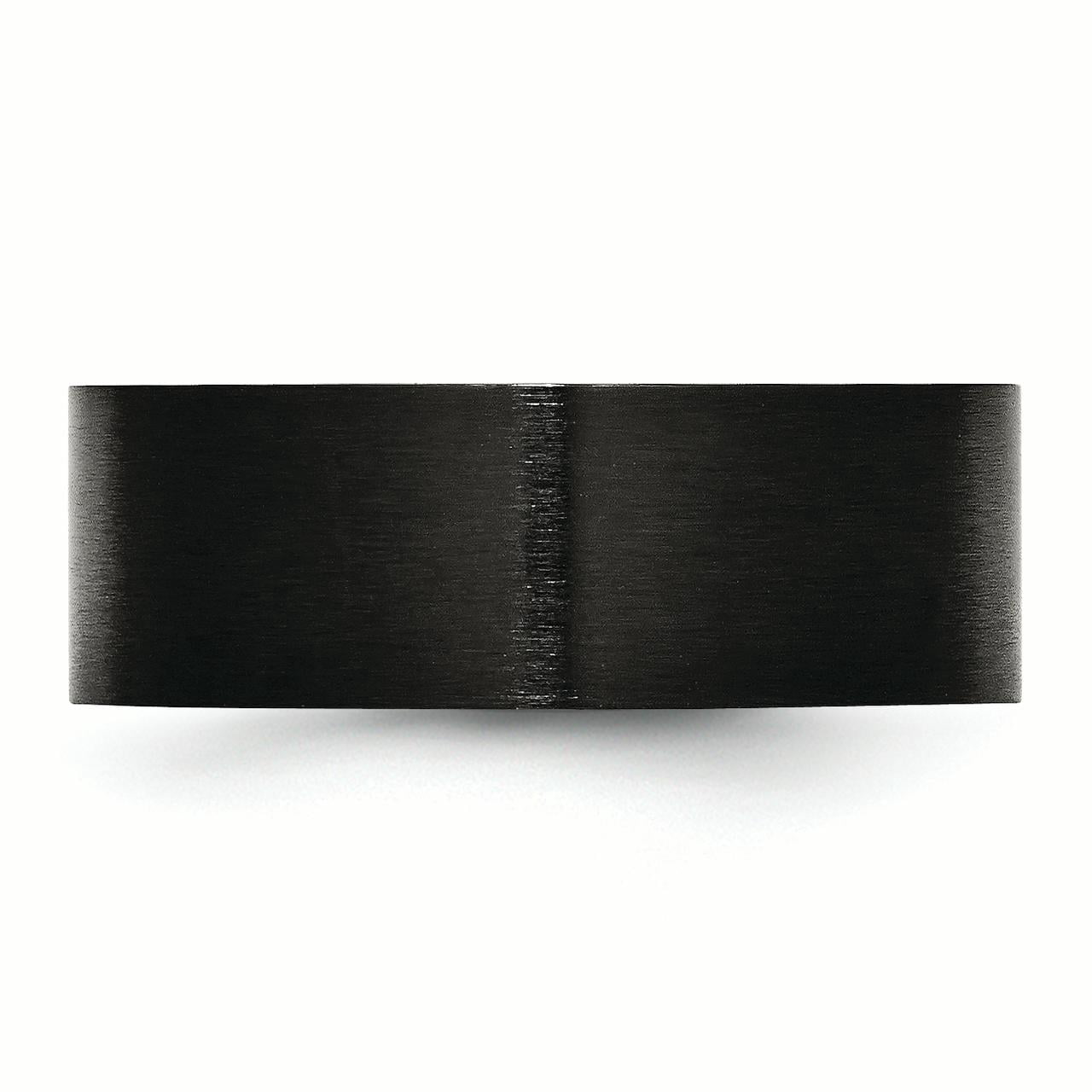 Stainless Steel 8mm Black IP-plated Brushed Flat Band