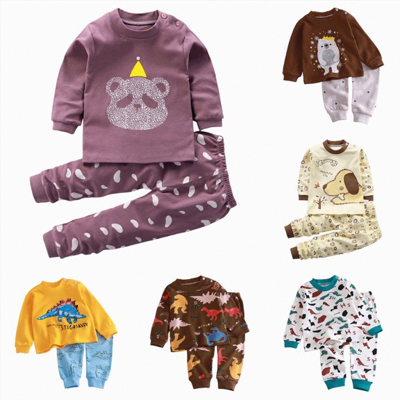 Gubotare Toddler Baby Boy Pajamas Set Kids Sleepwear 2 Pcs Pjs Long Sleeve Top and Pants for 2-7 Years Yellow,Size 2-3 Years