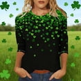 thumbnail image 2 of Green Top for Womens Round Neck 3/4 Sleeve T Shirt Everyday Wear for St. Patrick'S Day Celebration B-Green L, 2 of 5