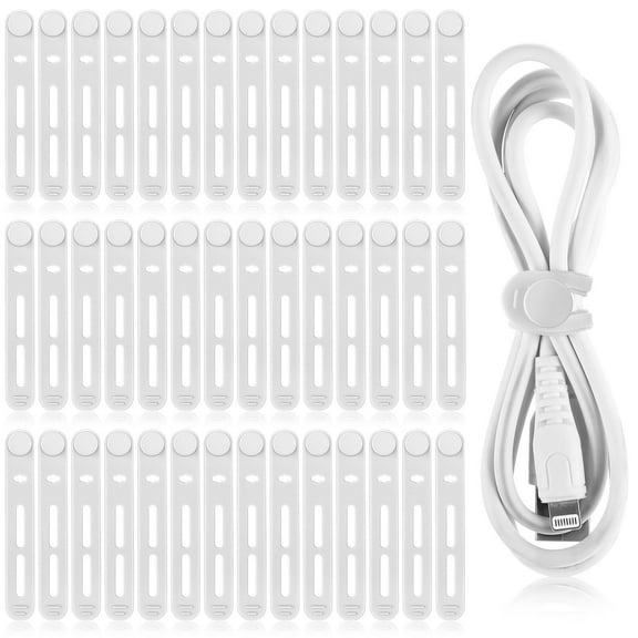 42 Pcs Silicone Cable Ties Reusable Cord Straps Multipurpose Elastic Cable Organizer for Bundling Fastening Earphone Phone Charger Home Office School(Multicolor,3.15 Inch)