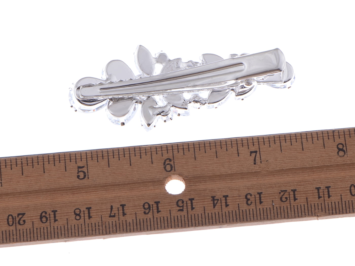 Silver Tone Zirconnia Czech Crystal Rhinestone Flower Bridal Hair Clip Pin