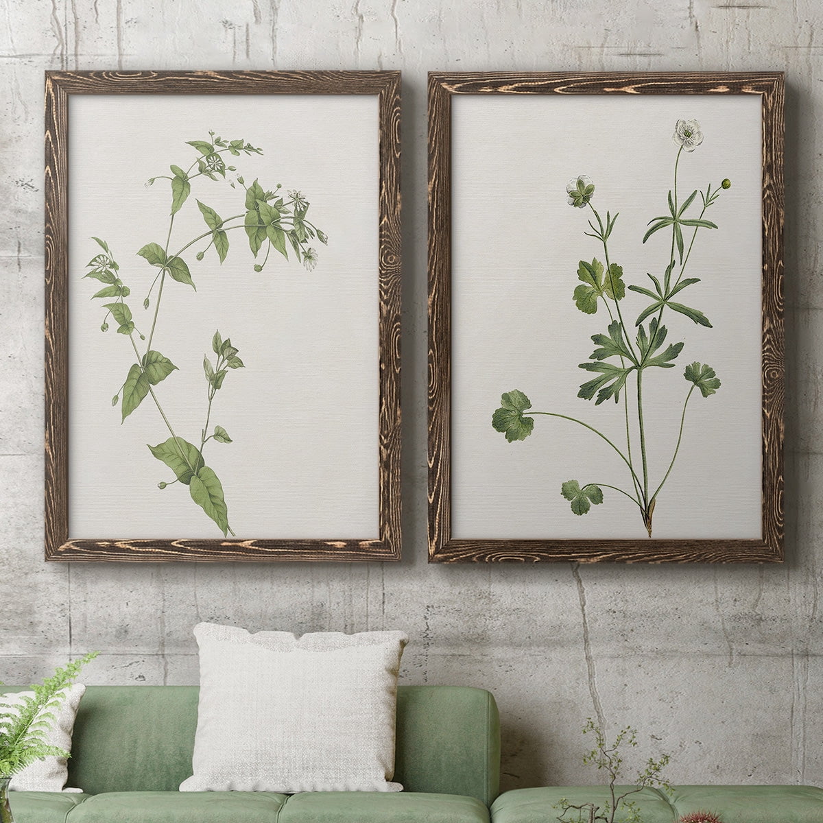 Wispy Botanical I - Premium Framed Canvas 2 Piece Set - Ready to Hang