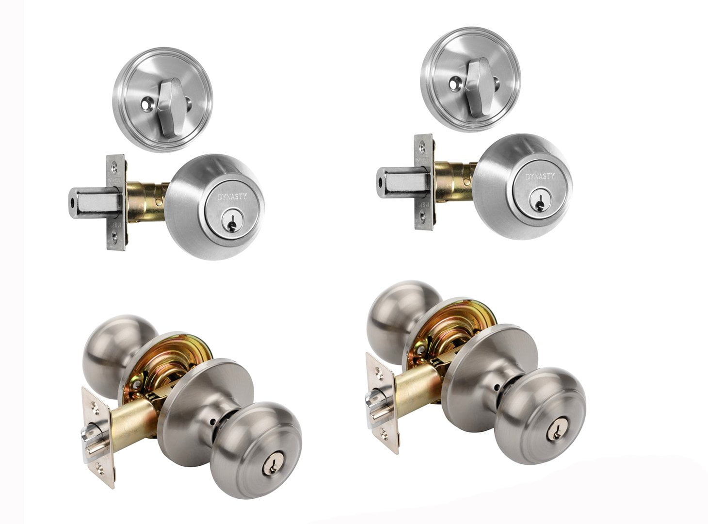 Keyed on The Outside and a Thumb Turn on The Inside Oil Rubbed Bronze KNOBWELL Entrance Door Lever Lockset with Matching Single Cylinder Deadbolt Combo Keyed Alike