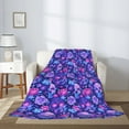 thumbnail image 2 of Sigee blue Skull purple flower1 for Flannel Blanket - Ultra-Soft, Warm and Cozy, Perfect for Couch, Bed, or Travel-60"x50", 2 of 6