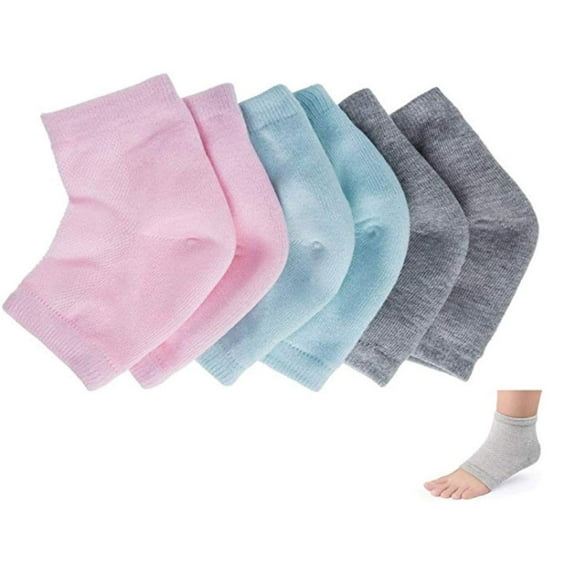 3 Pairs Moisturizing Gel Heel Socks Vented Unisex Toe Open Feet Care Dry Skin