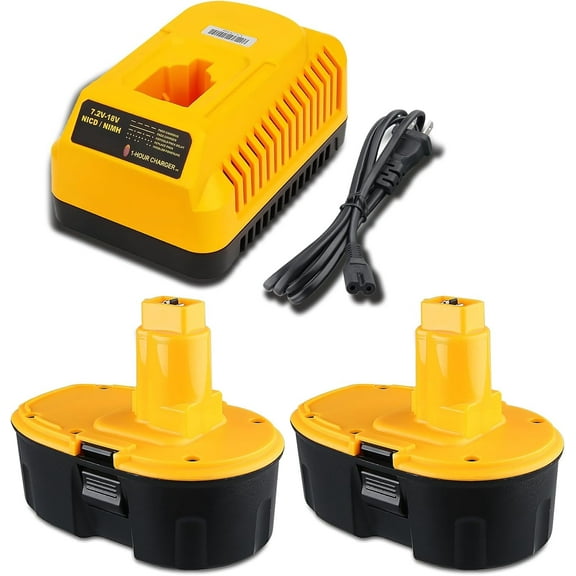 4.5Ah DC9096 Replacement for Dewalt 18 Volts NI-MH Battery DC9098 DC9096 DC9091 DE9057 DW9116 with DC9310 Fast Charger Replacement for DEWALT 7.2V-18V Battery Charger