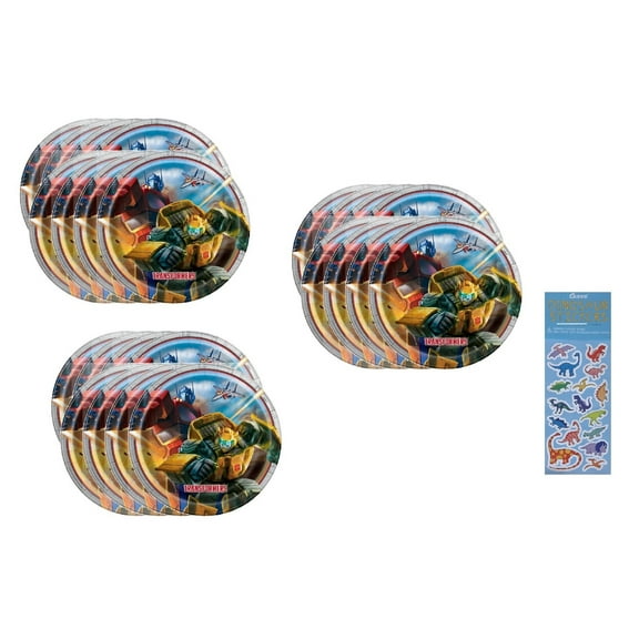 Transformers Birthday Party Supplies Bundle includes Lunch Paper Plates - 24 Count