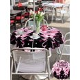 thumbnail image 4 of Outdoor Tablecloth with Umbrella Hole and Zipper, Pink Christmas Round Table Cloth 60 Inch Waterproof Tablecloth, Black Xmas Tree Farmhouse Plaid Snowflakes Picnic Table Cover for Patio Camping, 4 of 7