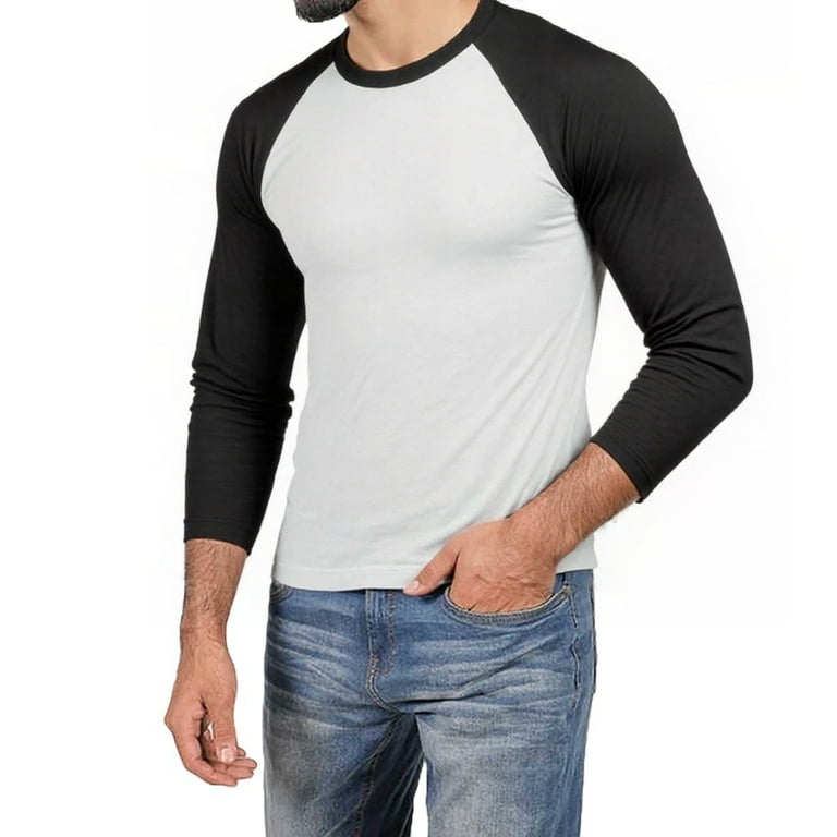Men's Long Sleeve Crew Neck Casual Dynamic Cotton Raglan T Shirts