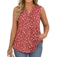 thumbnail image 2 of WellSize Plus Size Tank Tops for Women Henley V Neck Sleeveless Shirts Dressy Floral Blouses Summer Tunic Tops, 2 of 7