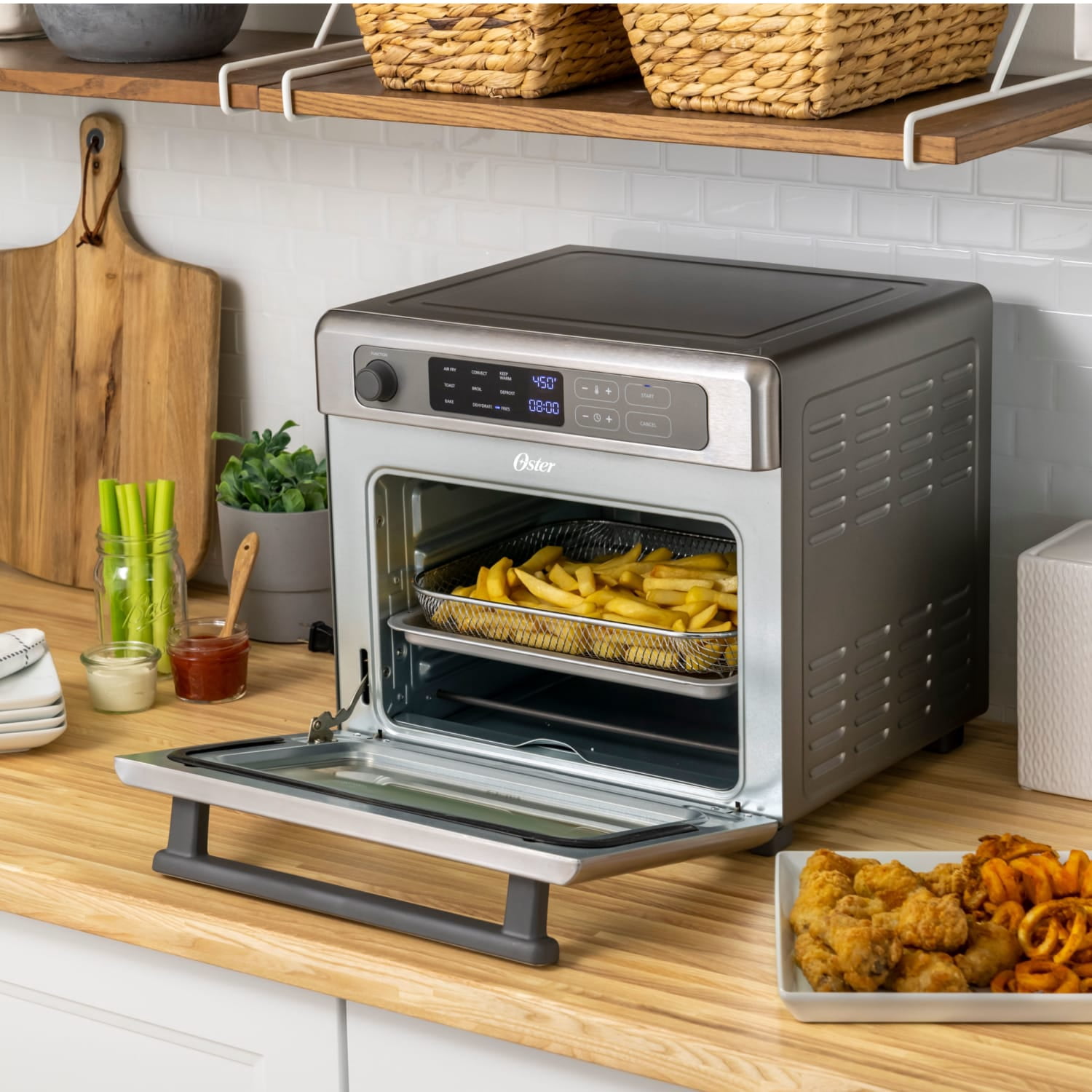 Oster Digital RapidCrisp Air Fryer Oven, 9-Function Countertop Oven with Convection