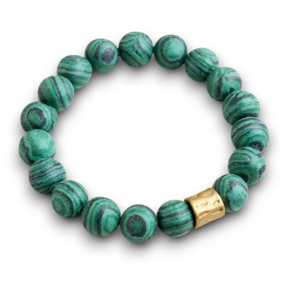 Green Malachite Genuine Semi Precious Beaded Stretch Bracelet 12mm Natural Gemstone Jewelry