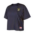 thumbnail image 2 of Women's New Era Navy Milwaukee Brewers Boxy Pinstripe T-Shirt, 2 of 5
