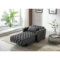 thumbnail image 3 of Modern Tufted Lounge Sofa Bed with Adjustable Back and Wireless Charging, Upholstered Chaise Lounge Chair with Cup Holder and Pocket, Rectangular Chair Bed for Bedroom Living Room Balcony, Gray, 3 of 9