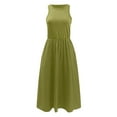 thumbnail image 4 of Siilsaa Women's Summer Casual Sleeveless Midi Sundress Patchwork Knit High Neck Tank Top Racerback Flowy Dresses Pockets Green,L, 4 of 5