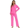 thumbnail image 4 of GEX Womens Bamboo Viscose Pajamas Super Buttery Soft 2 Piece PJ Set Button Long Sleeve Sleepwear Set (Rose S), 4 of 6