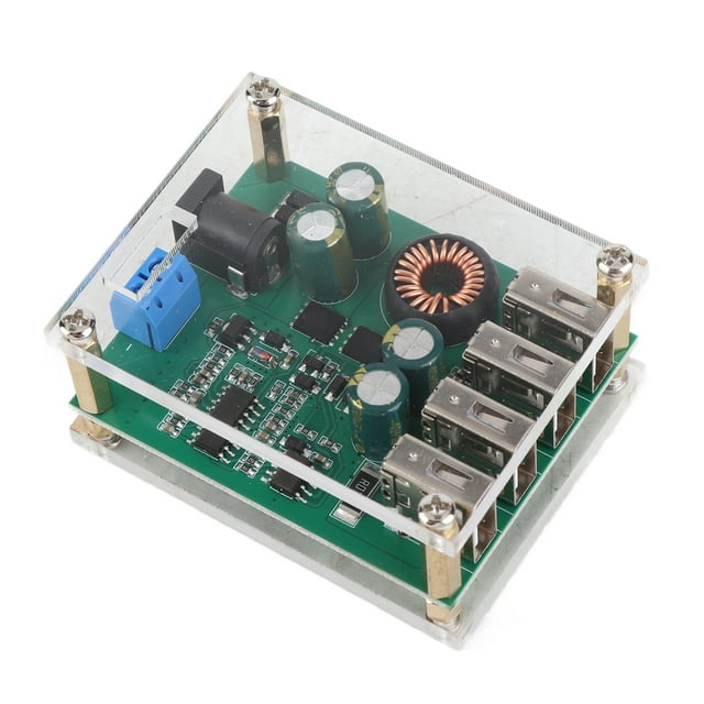 4USB Step Down Converter, 5V 5A DC DC Output Power Supply Case with for Mobile Power, Phone, Tablet, and Recorder, Easy Install