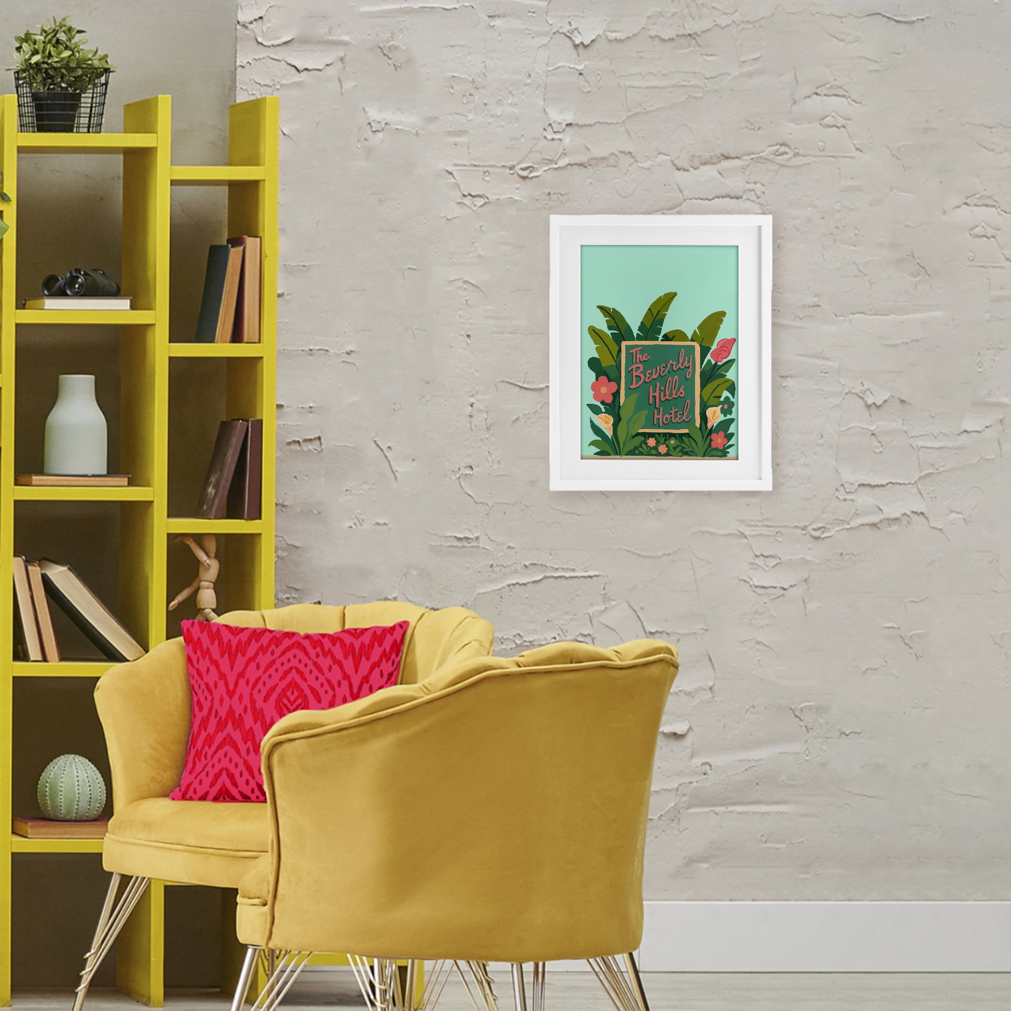 Stupell Industries Beverly Hills Hotel White Framed Print Under Glass, design by Amelia Noyes