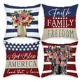 thumbnail image 5 of Independence Day Patriotic Decorations Pillowcases, 4PC Pillow Set Independence Day Flag Four Piece Set Peach Skin Velvet Print Living Room Sofa Pillowcase Bedroom Cushion, 5 of 6
