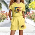 thumbnail image 4 of SELONE Girls Summer Outfits 2 Piece Sets Stars and Stripes Big Kids Wear T Shirts and Shorts 4th of July Clothing, 4 of 5