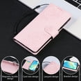 thumbnail image 6 of ELEHOLD Case for Samsung Galaxy A16 5G, Flower Embossed Flip Leather Wallet Phone Case with 3 Card Slots & Wrist Strap,Rosegold, 6 of 8