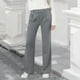 thumbnail image 2 of Amzcrzy Pantalones Vestir Mujer Color Liso S-2XL - Cintura Alta Elástica, Pliegues Frontales, Sin Cremallera, Bolsillos, Para Trabajo Gris, 2 of 5