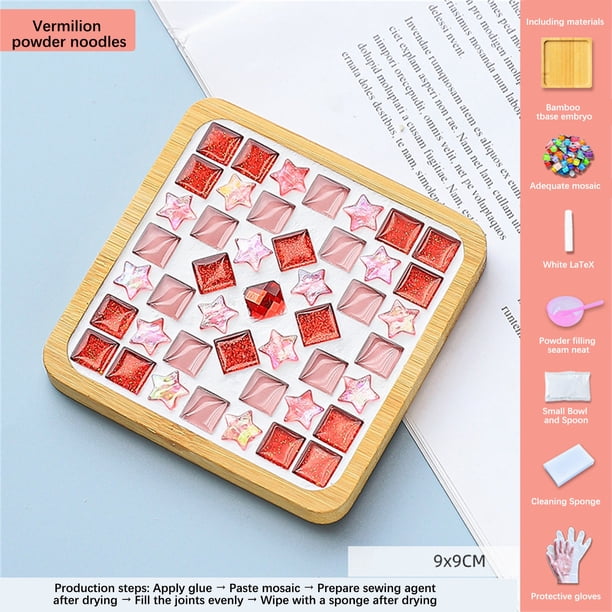 Xihbxyly Juego de Mosaicos, Kit de Posavasos de Madera para Hacer Tú Mismo, Colores y Texturas Vibrantes, Herramientas Completas para Manualidades, Alivio Del Estrés y Creatividad, Regalo Ideal para
