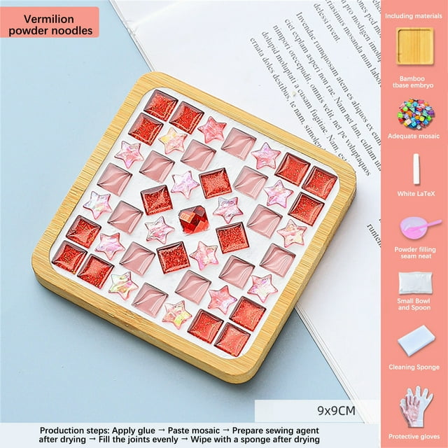 Aparatos de cocina, Accesorios de cocina, Utensilios de cocina, Manualidades con herramientas de cocina, Juego de mosaicos, Posavasos de madera, Juego de mosaicos de colores variados, Paquete de manua