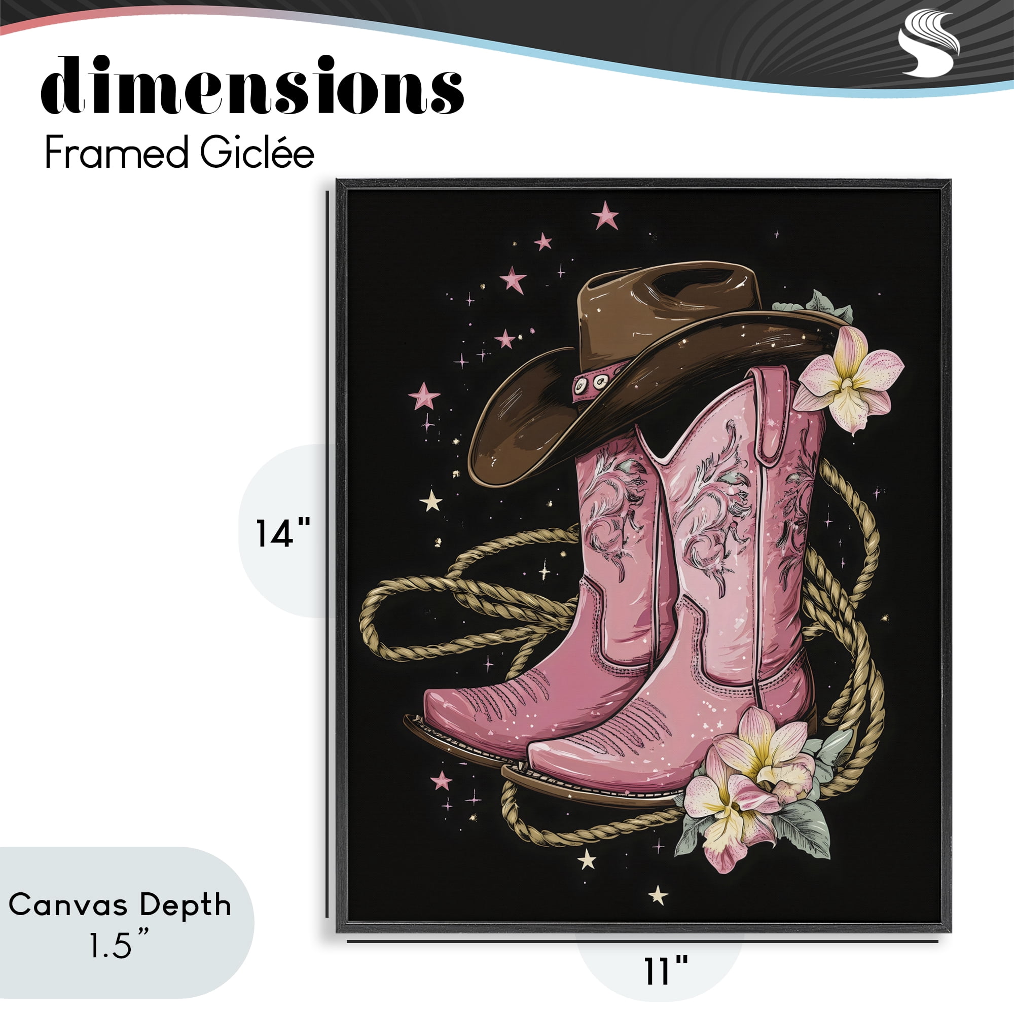 Stupell Industries Western Chic Pink Boots Black Framed Giclee Art, design by Creative Studio