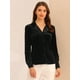 thumbnail image 4 of Camiseta Allegra K Terciopelo Retro Manga Larga Cuello V Negro M, 4 of 5