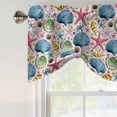 thumbnail image 5 of Summer Ocean Tie Up Valances Curtain, Adjustable Kitchen Shell Starfish Conch Linen Background Valances for Windows Decor, Rod Pocket Short Curtains Set for Bedroom/Bathroom, 54"x18", 5 of 9