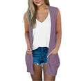 thumbnail image 2 of IMENGL Manteau Décontracté à Imprimé Uni Col en v Ouvert devant, Violet 3TG, Taille m-3TG, 2 of 7