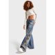 thumbnail image 5 of Pantalones Vaqueros Holgados Y2k Desgastados para Mujer, Estilo Boyfriend, con Bordados, Rotos, de Pierna y Retazos, de Cambray y Cintura Alta. Azul S, 5 of 9