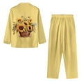 thumbnail image 5 of SCRAWLGOD Sunflower Womens Pajamas Long Sleeve 2 Piece Button Down Pj for Women Size S V Neck Woman Pjs with Pockets Comfortable Printed Pajama Set for Women, 5 of 7