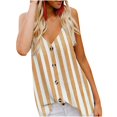 thumbnail image 2 of Fiudx Ofertas Flash Artículos En Oferta Camiseta Sin Mangas con Cuello En V y Botones a Rayas para Mujer, 2 of 3
