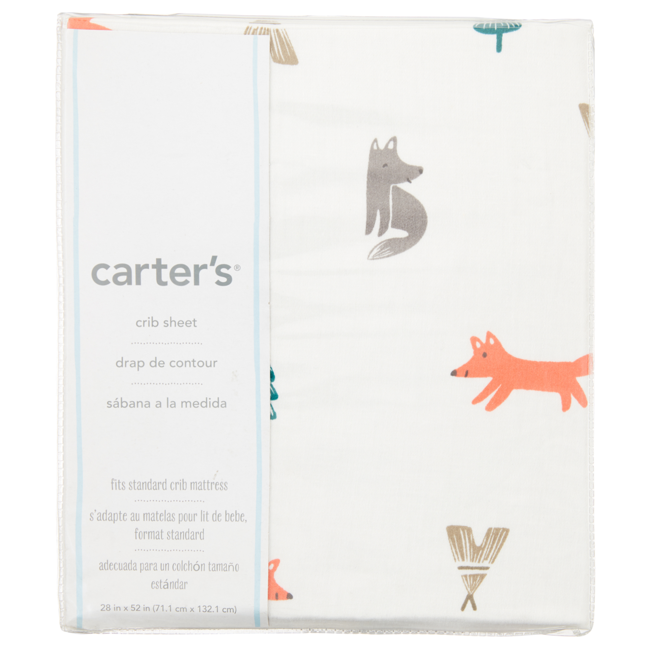 Carter's 100% Cotton Sateen Fitted Crib Sheet - Fox Toss (Grey, Orange, Green) - image 4 of 6