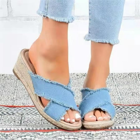 

Hvyes Espadrilles Wedge Platform Sandals for Women Ankle Strap Open Toe Sandals Casual Summer Shoes for Wedding Party Dress Size 5.5