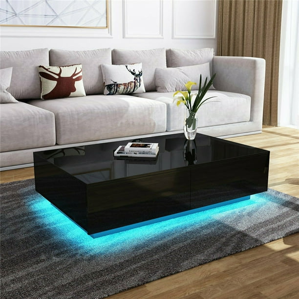 High Gloss Coffee Table With 4 Drawers, Gloss Coffee Table With Wheels