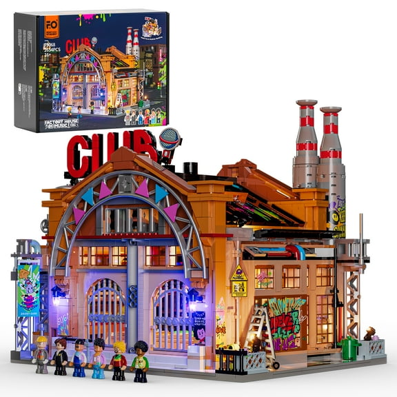 FUNWHOLE Music Dance Hall, Lighting Street View Building Bricks Set 2654PCS