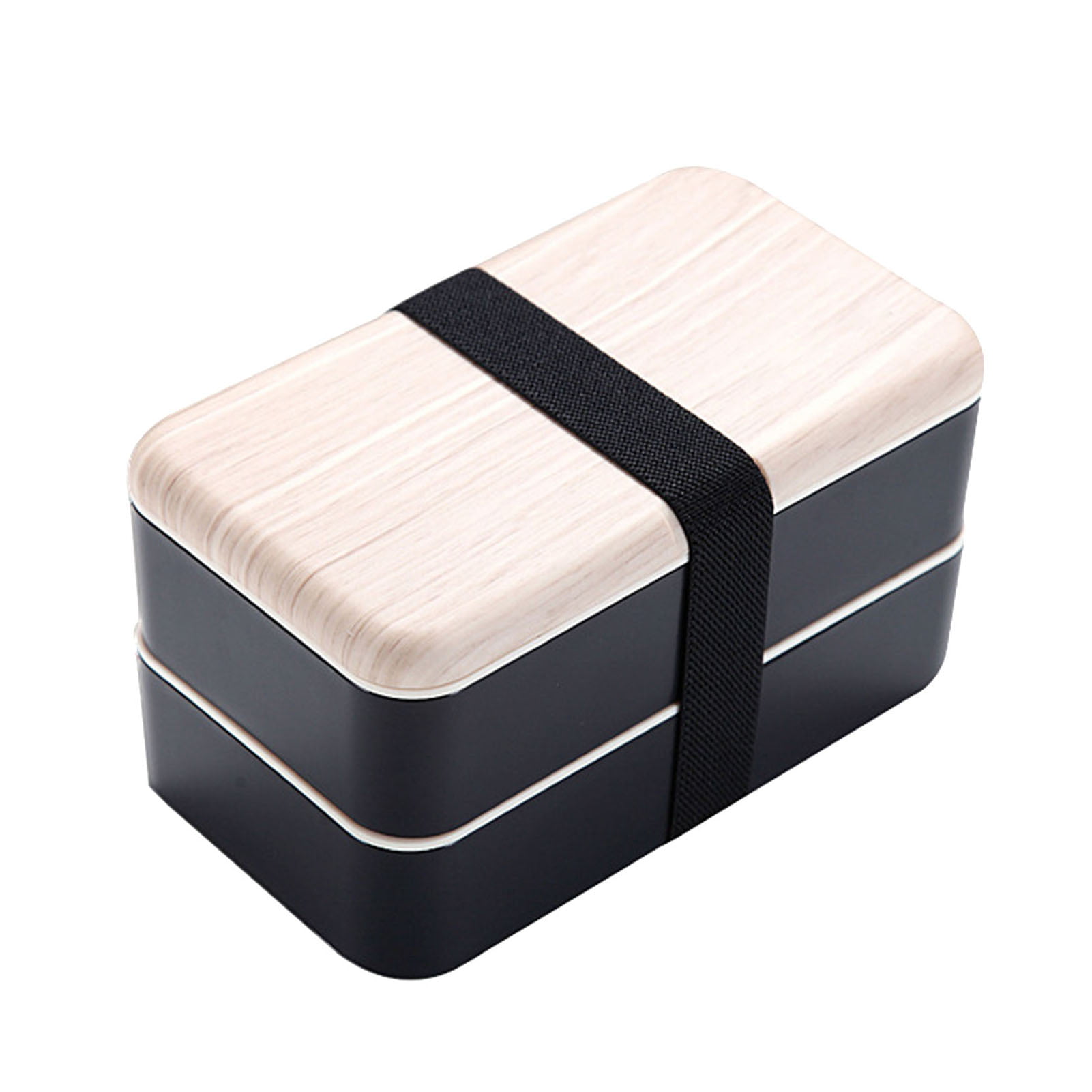 Wheat Plastic Bento Box Double Office Work Students Working Adults Lunch Box  With Cutlery Square Lunch Box Japanese Wooden Cover Bento Box Send Cutlery  Compartment Microwave Wooden Cover Compartment Plastic Bento Box